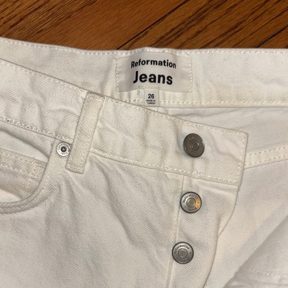 Reformation Denim - Women's White High-Rise Button-Fly Jeans